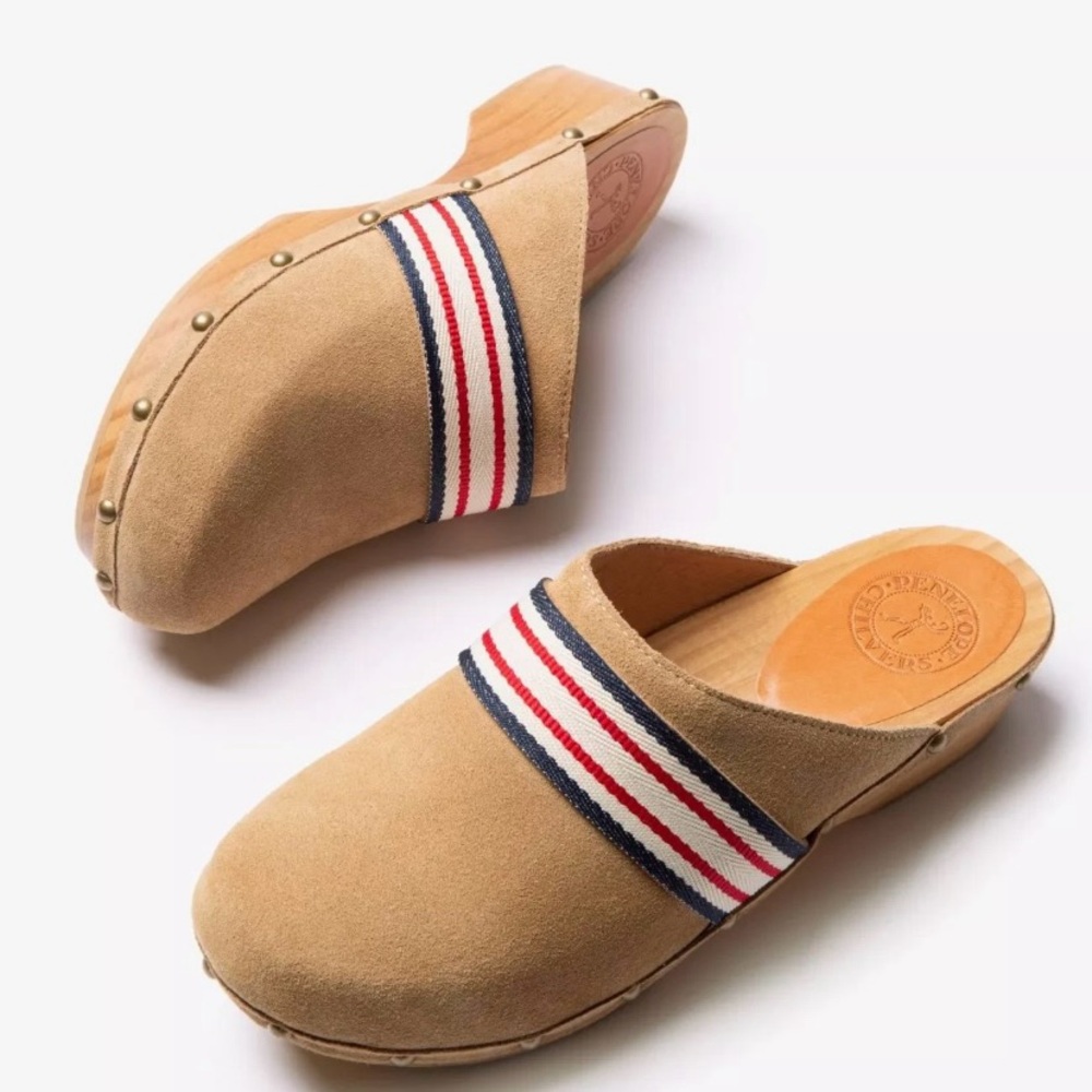 Penelope Chilvers CAMEL Women's Low Suede Clogs US 7.5 EU38